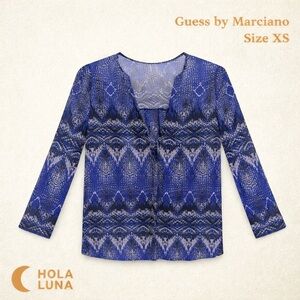 GUESS BY MARCIANO BLUE PATTERNED BLOUSE